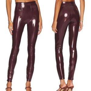 NWT Spanx Faux Patent Leather Liquid Leggings Ruby Red Size Small Petite 20301Q